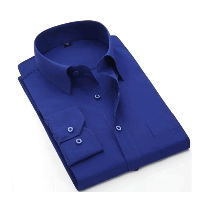 Mens royal blue short sleeve dress shirt