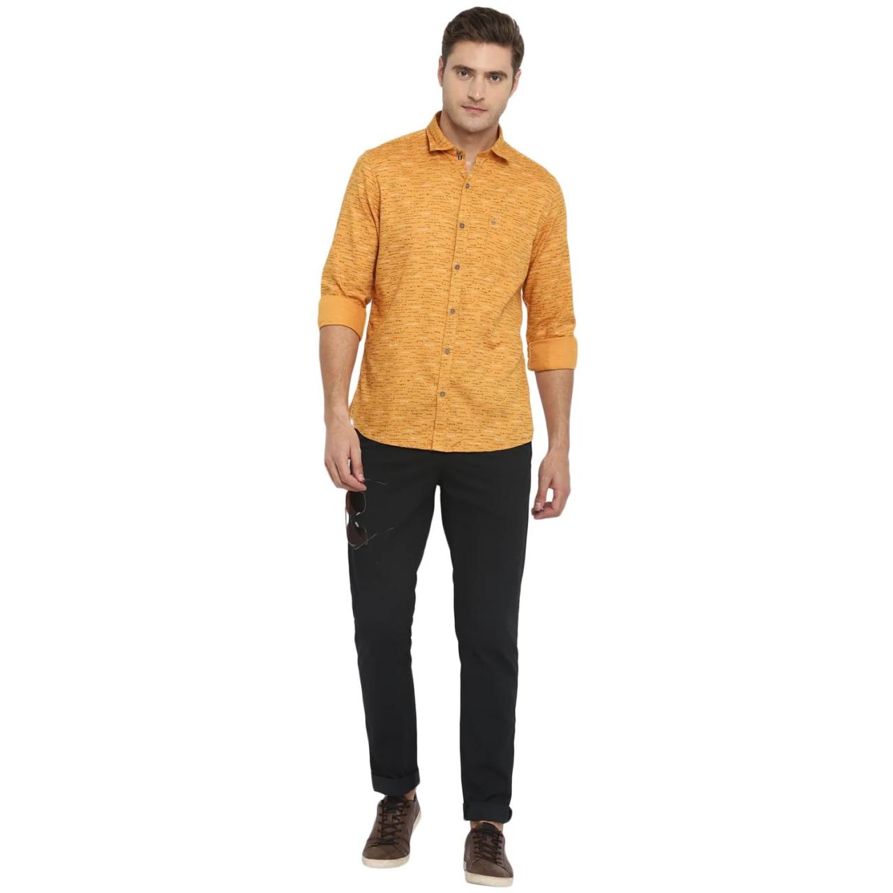 Men's slim fit yellow dress shirt