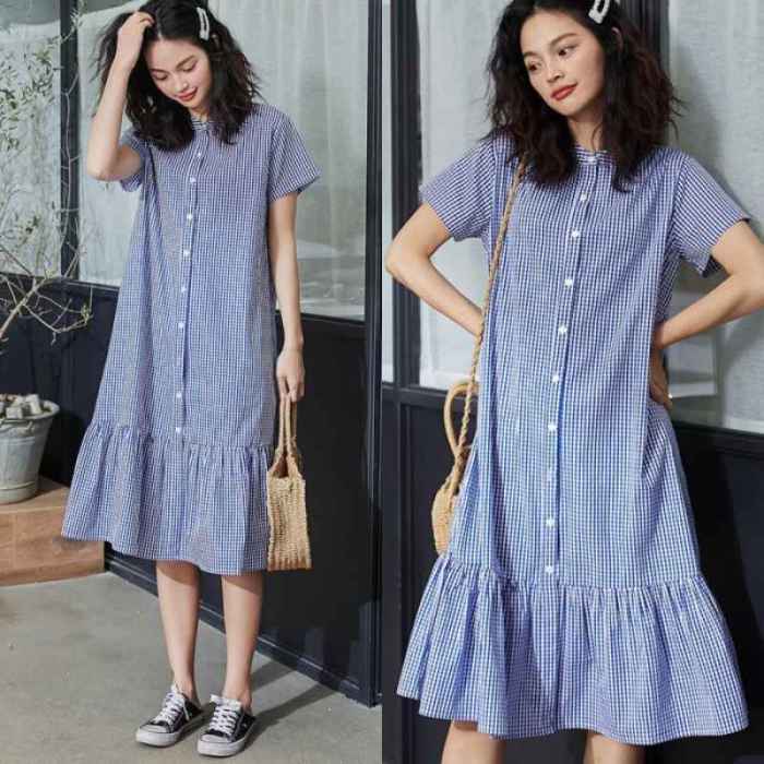 Women's tiered shirt dress